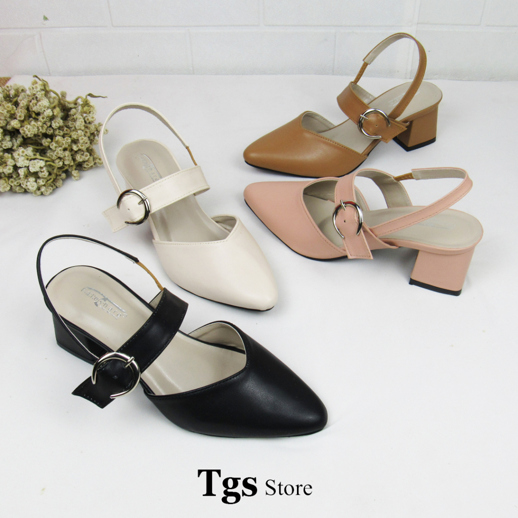 Sepatu Mules Wanita Heels Tali Gesper Hak 5 cm RB-02