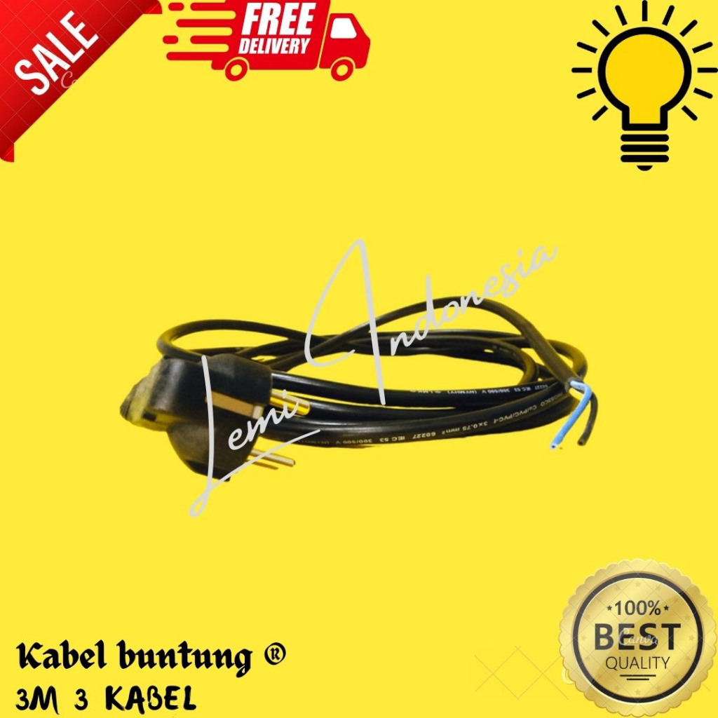 PHOSSCO Kabel Listrik Buntung isi 3 / Kabel Kulkas / Power / Mesin Cuci TEMBAGA ASLI 3x0.75mm
