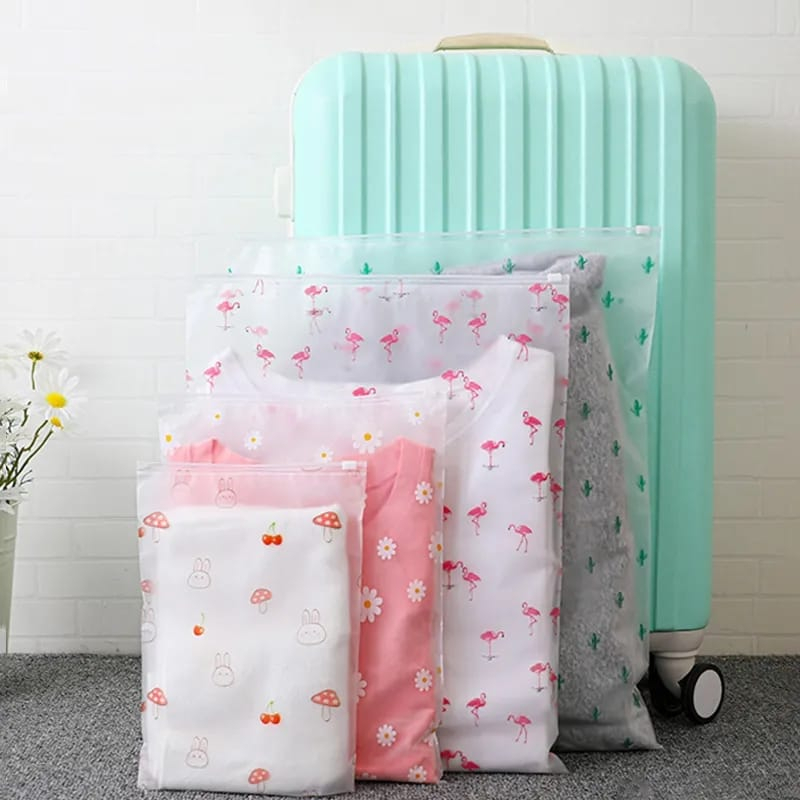 Ziplock Karakter Travel Pouch Serbaguna Polos Zipper Motif Packaging Storage Bag Tas Penyimpanan Pakaian