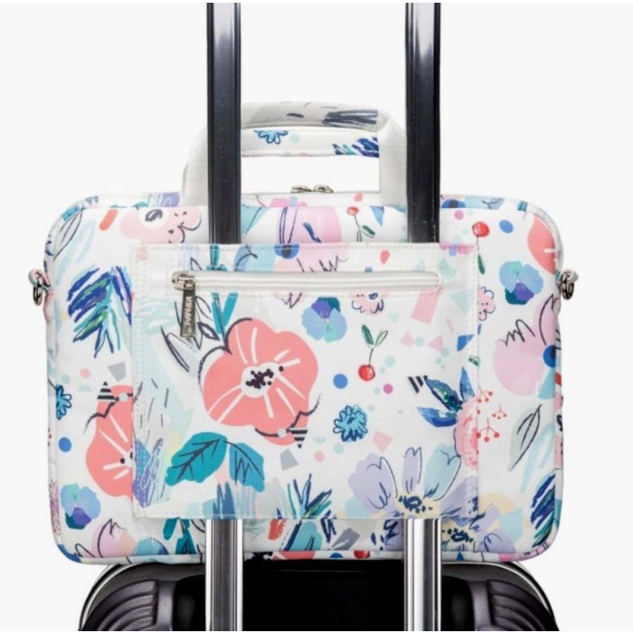 Tas Laptop Selempang shoulder 14 15 inch Flower Zipper - Blue