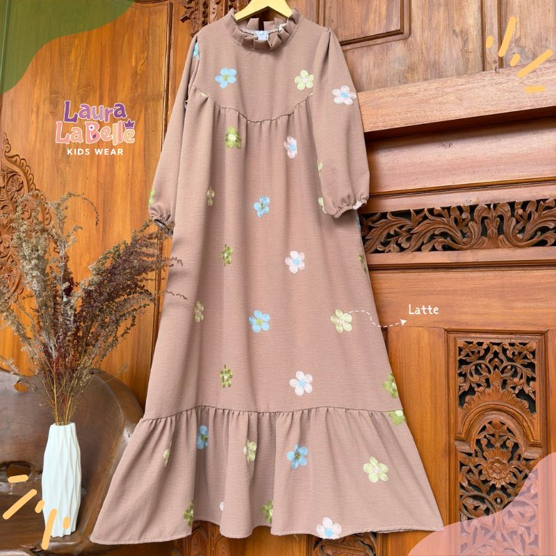 Gamis Emily Crinkle Bordir Laurakidshop 7 tahun - Dewasa