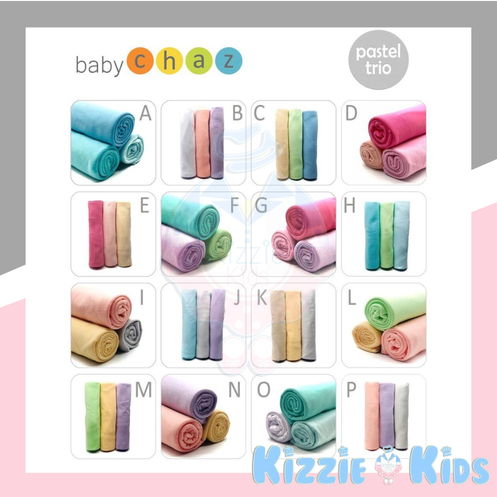 Bedong Baby Chaz Swaddle Pastel Trio isi 3 / Bedong Bayi