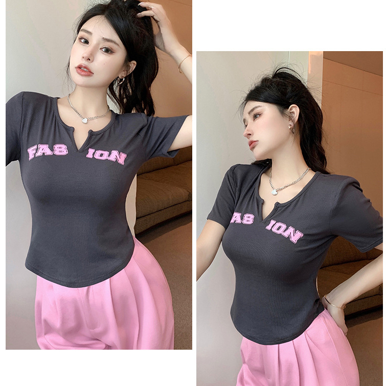 BV.ID BJ1223 Baju Tshirt Kaos Sexy Crop Top Atasan Lengan Pendek Fashion Korean Import