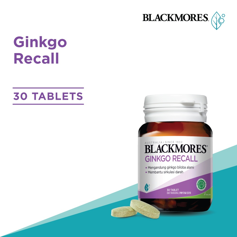 Suplemen Bantu Jaga Sirkulasi Darah Blackmores Ginkgo Recall Isi 30 Tablet BPOM Halal