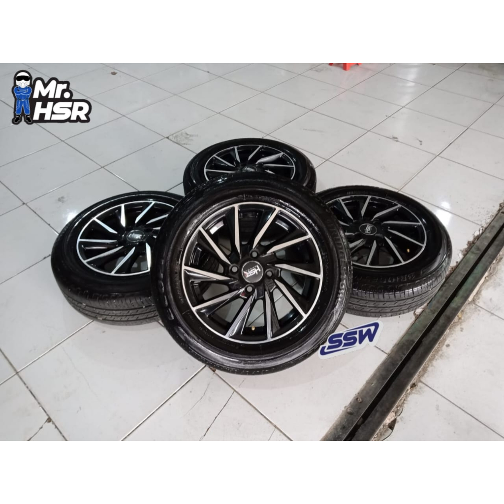 1 Set Pelek Mobil Bekas Murah Ring 14 Merk HSR BURU Pcd 4x100 Bisa Untuk Wuling Air EV