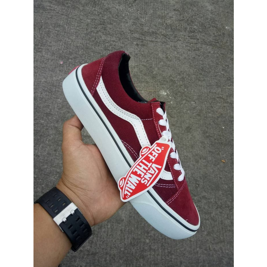 TERBARU SEPATU MAROON MERAH CACING SEPATU SNEAKERS CASUAL MERAH MOTIF SEPATU PRIA WANITA