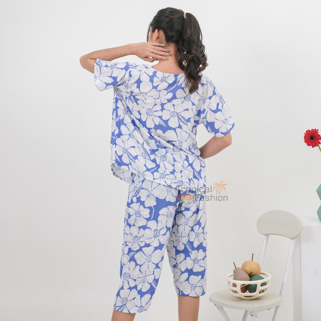 Setelan 7/8 Motif Flora Bahan Rayon Premium Termurah Kekinian