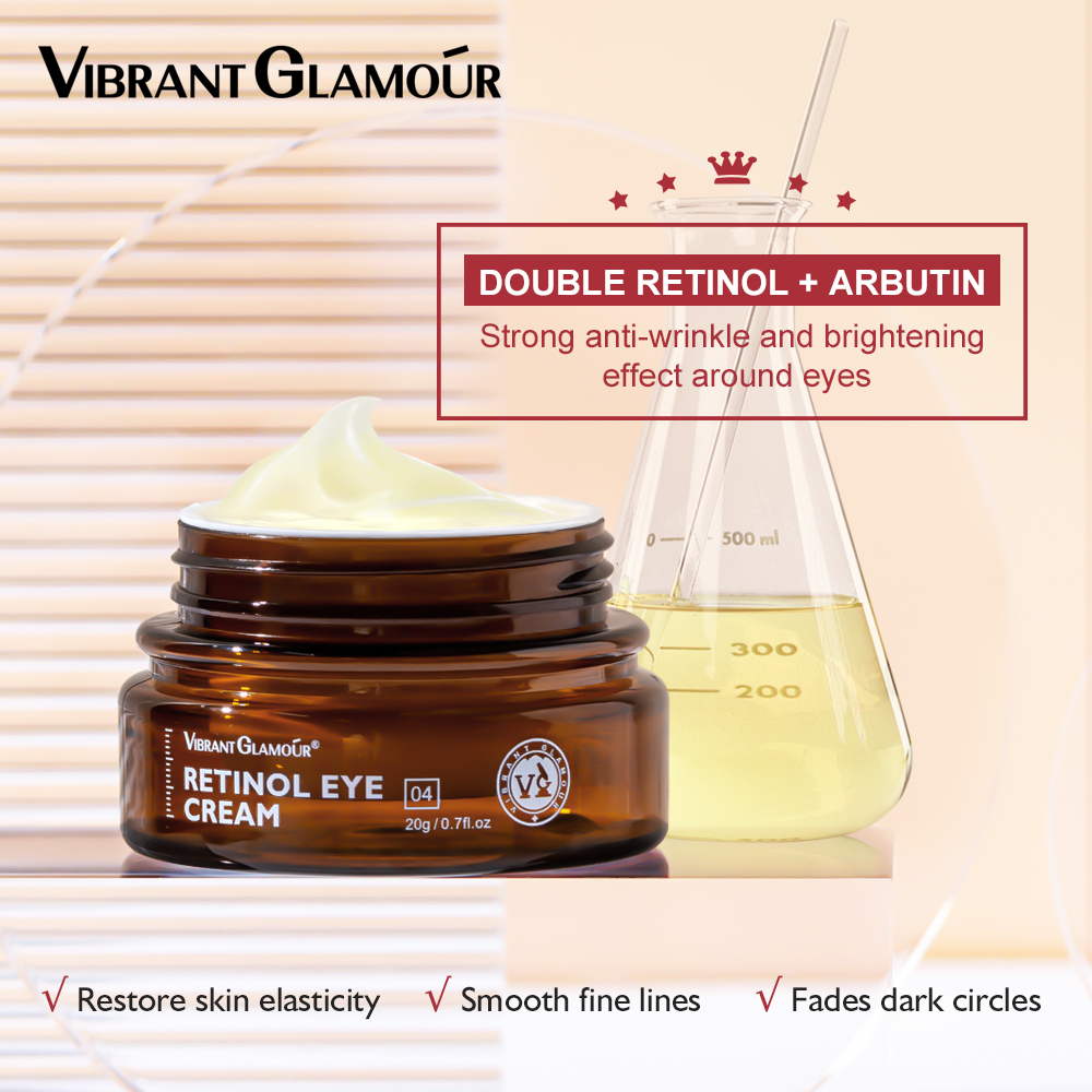 【BPOM】VIBRANT GLAMOUR Retinol Eye Cream Hyaluronic Acid Anti Aging Moisturizer Remove Wrinkle Whitening Eye Repair Serum Treatment Mata 20gr