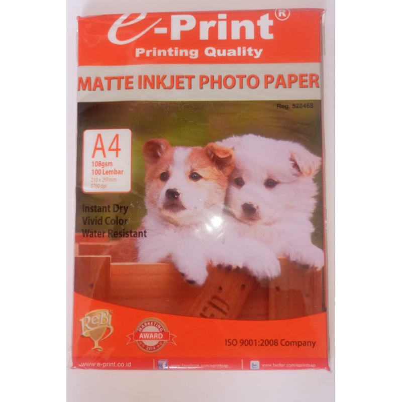 

E-print Inkjet Matte photo paper kertas 108gsm A4 isi 100 lembar