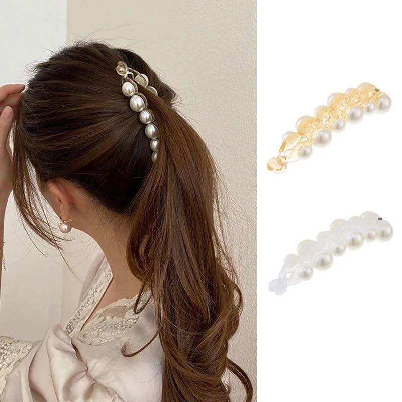 Jepit Rambut Kristal Gold Premium - Jepit Korea Ponytail Hair Clip