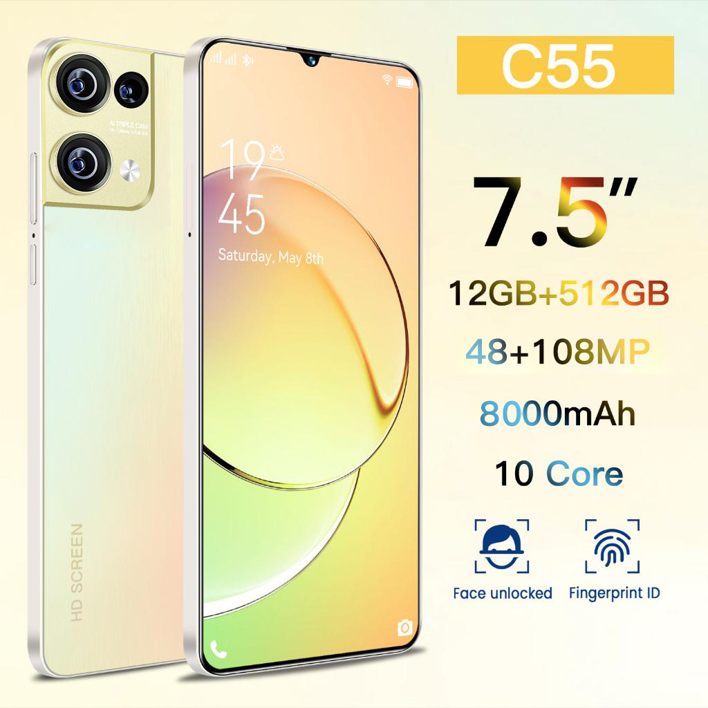 【Bisa COD】5G HP Murah C55 12GB+512GB | 256GB (58MP AI Camera | Up to 12GB Dynamic RAM | 33W SUPERVOO