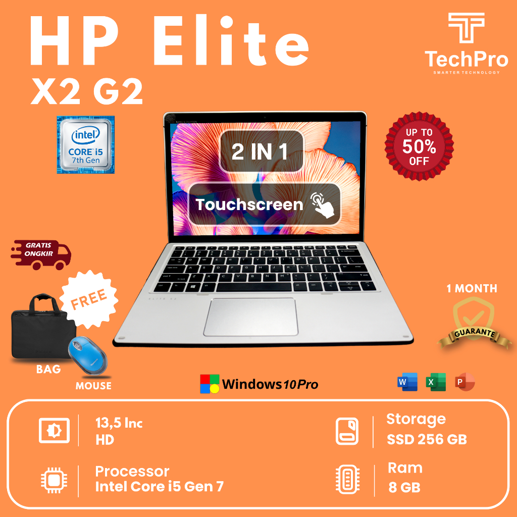 HP ELITE X2 1013 G3 I5 GEN 8 RAM 16 SSD 256