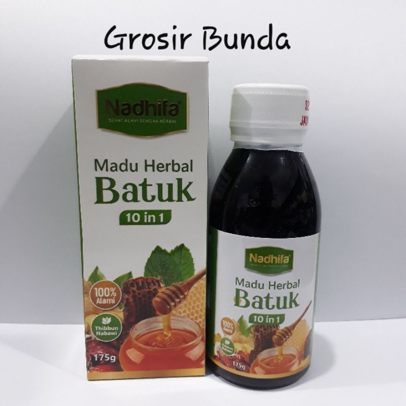 

Madu Herbal Batuk 10 In 1 NADHIFA 175 Gram / Batuk Kering / Batuk Berdahak / Flu / Pilek / Radang / Sariawan / Panas Dalam