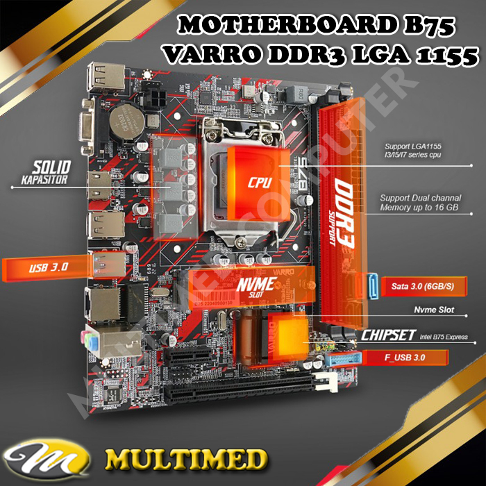 MOTHERBOARD MAINBOARD MOBO VARRO H61 NVME SOCKET 1155 NEW