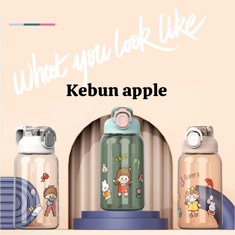 Botol Minum Anak Karakter Lucu Botol Minum Bening Transparant 600ml Anti Tumpah