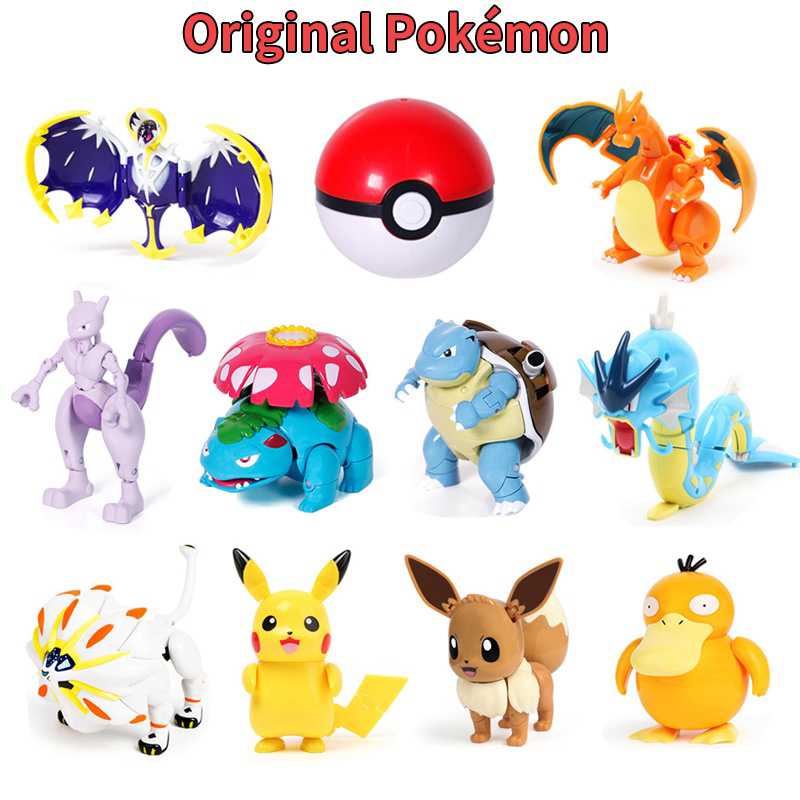 Mainan Figure Pokeball Pokemon Pocket Monster Deformation Toy Pikachu Original New  Pokemon Transforming Mainan &amp; Pokemon Aksi Boneka Poke Ball Mainan Pikachu Mewtwo Anak Laki-laki Hadiah Ulang Tahun