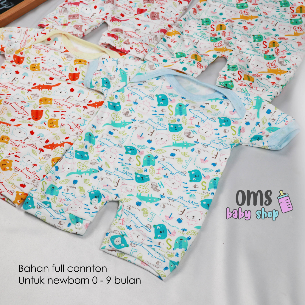 OMS Babyshop - Jumsuit Bayi NEWBORN / Setelan Jumper Bayi 0 - 9 / Jumper Bayi Lengan Pendek / Jumper Bayi model kancing kerah