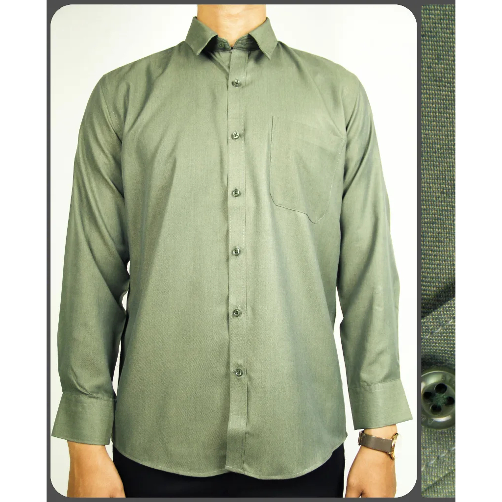 Kemeja Kerja Pria Formal STANLEY ADAMS Reguler Fit Putih Olive Lengan Panjang | Hem Pria