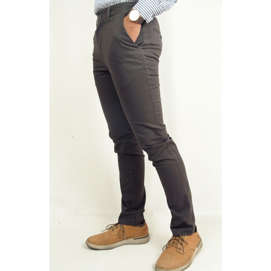 Celana Chino Abu Abu Tua Slimfit Bahan Stretch 06 Original Premium Cotton | Celana Chino Pria | Bahan Melar 100% Original Brand Matahari