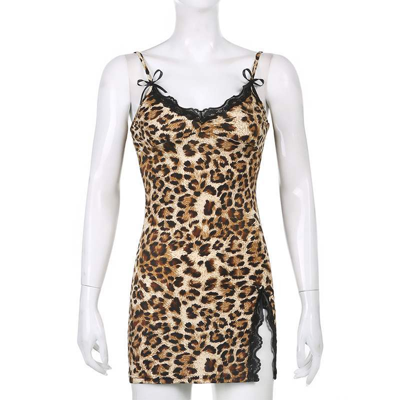 BV.ID BT1264 Lingerie Seksi Cantik Motif Leopard Baju Tidur Dress Dres Satin Sexy Fashion Korea