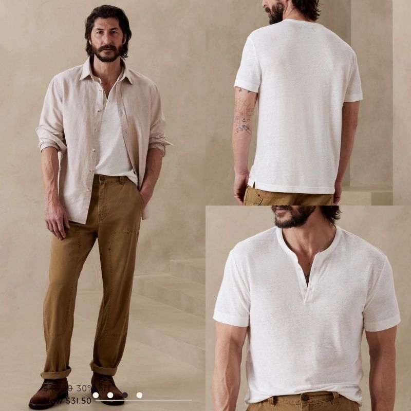 BR henley kaos  linen blend