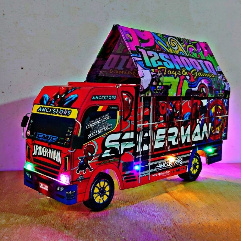 Truk Oleng Mobil Mobilan Spiderman Truk Oleng Die cast Miniatur Truk