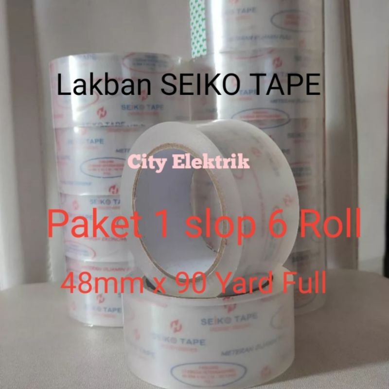 Lakban Bening Seiko Tape 48mm x 90 Yard Full Kualitas Terbaik ( 1 slop 6 buah Lakban )