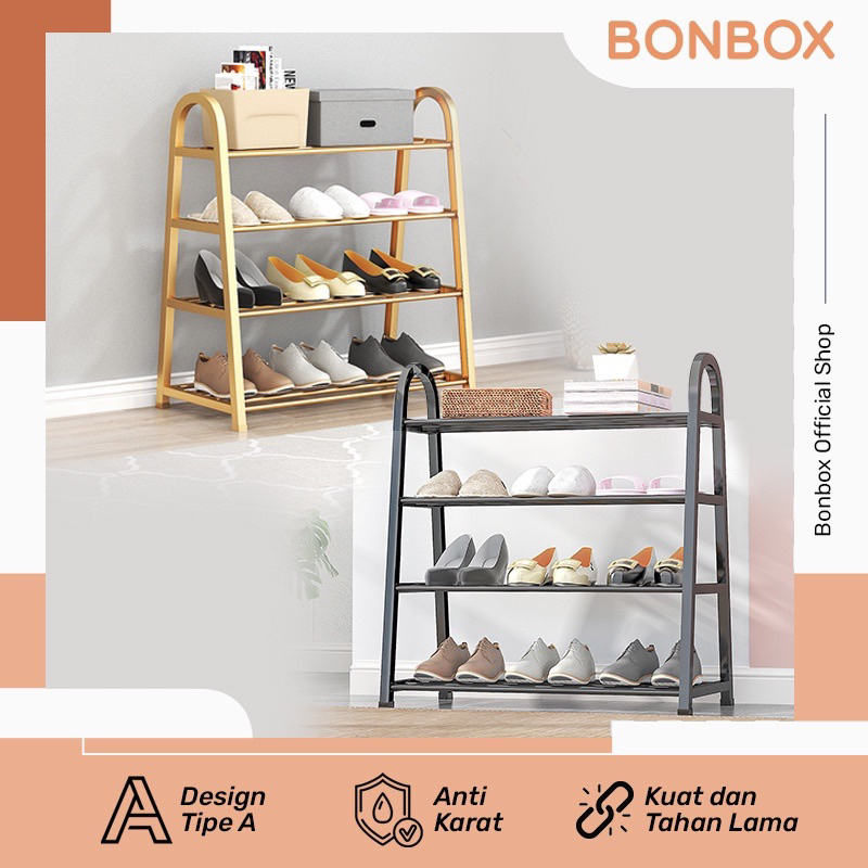 RAK SEPATU BONBOX BFS701 Rak Serbaguna 4 Susun Baja Design Tipe A Tinggi Kuat dan Tahan Lama BFS703