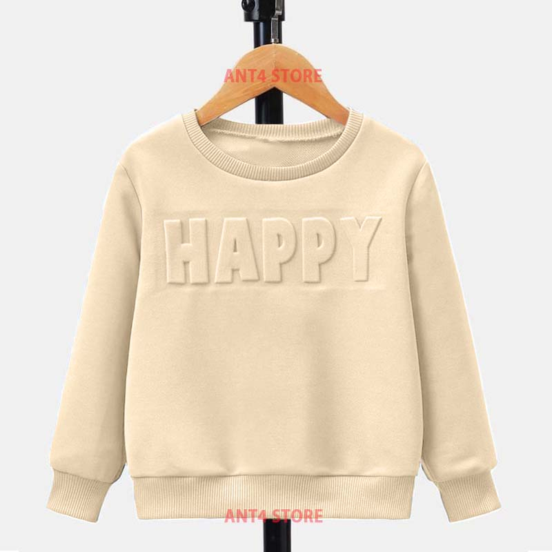 SWEATER 3D EMBOSS TIMBUL jaket anak perempuan switer anak umur 2 - 12 tahun HAPPY