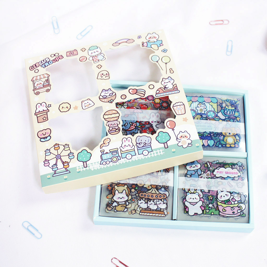 

CIRCUS TROUPE DECO STICKER BOX SET STIKER DIARY JOURNALING TRANSPARAN