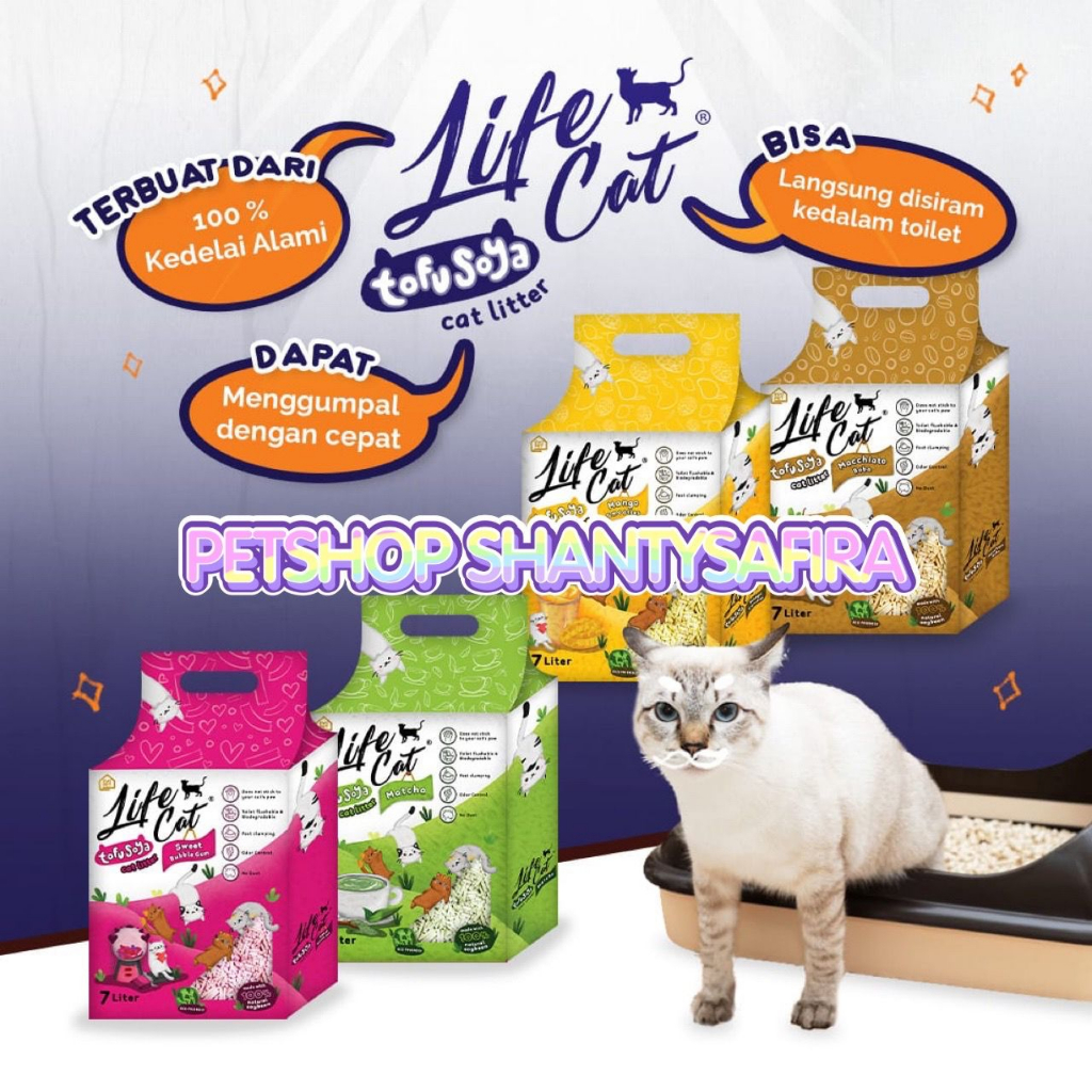 NEW : LIFE CAT SOYA TOFU 7 LITTER 4 VARIAN WANGI PASIR SOYA TOFU BISA BUANG DI TOILET