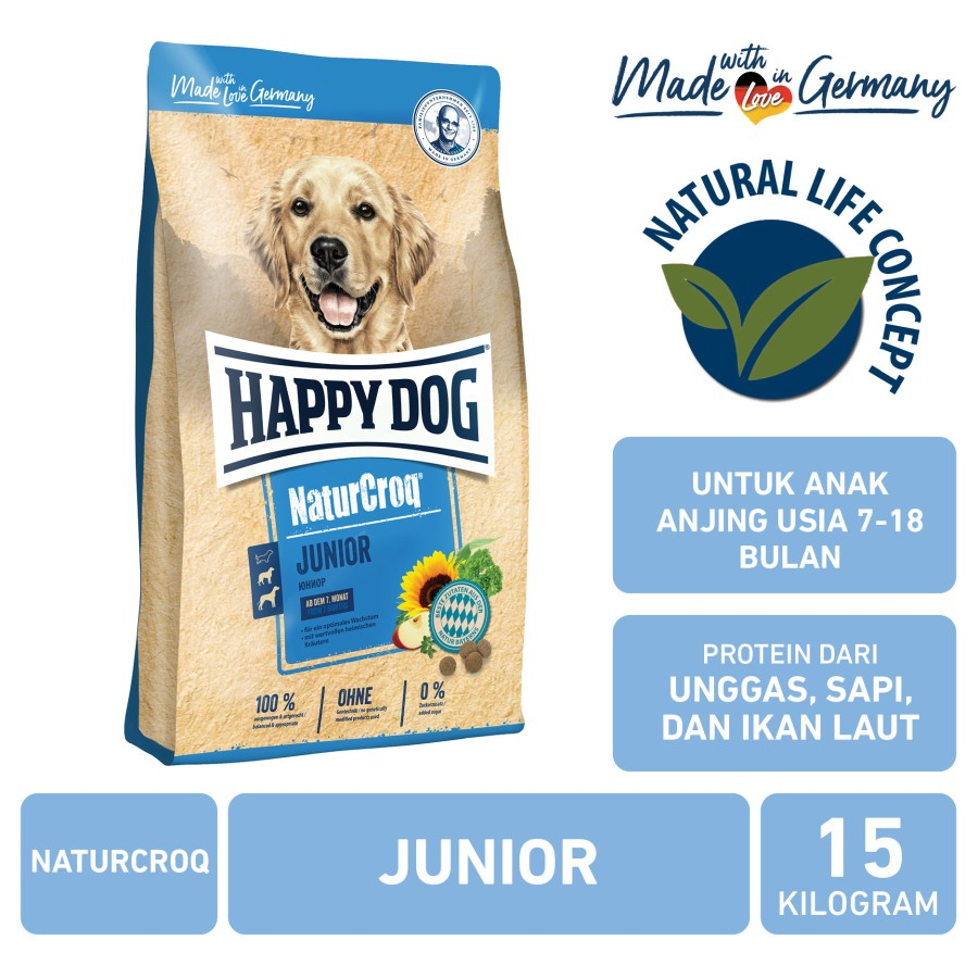 Happy Dog Makanan Anak Anjing Naturcroq Junior 15kilo - kargo