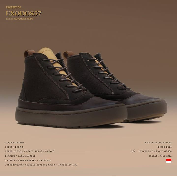 Exodos57 - Meawa Brown - Sepatu Kulit Lokal