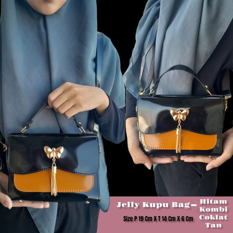 TAS SELEMPANG JELLY KUPU KUPU KOMBINASI WARNA RANDOM