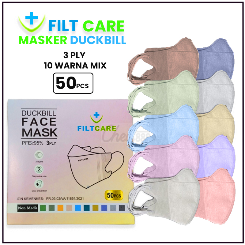 Masker Duckbill 3ply Filtcare Mix Earloop 50 pcs Perbox