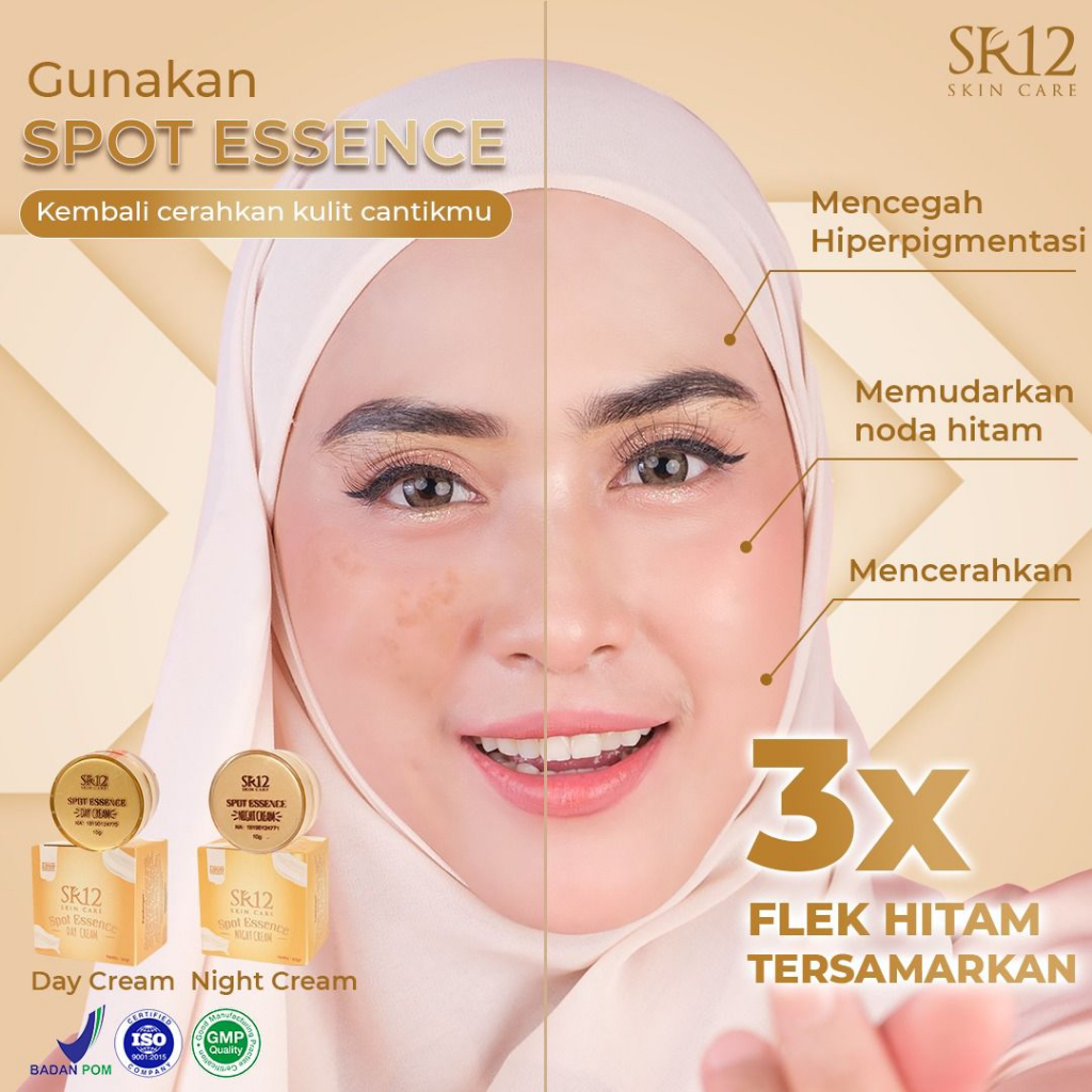 Spot Essence SR12 Skincare Bpom Cream Krim Pemutih Wajah Day Night Cream Glowing Skincare