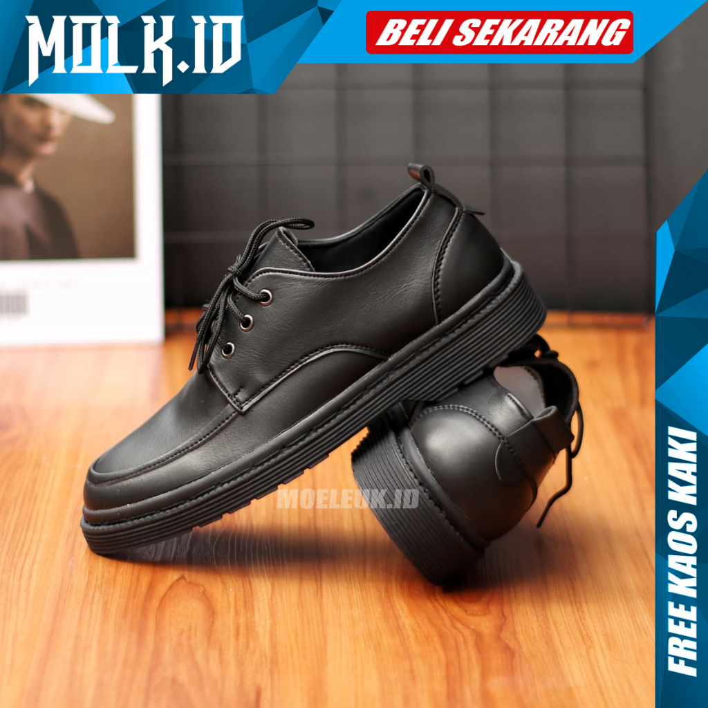 MOLK Sepatu Pantofel Pria Hitam Casual Formal Kerja Kuliah