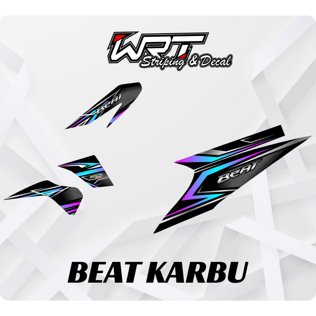Striping Beat Karbu-Decal Beat Karbu-Stiker Beat karbu Racing Rainbow