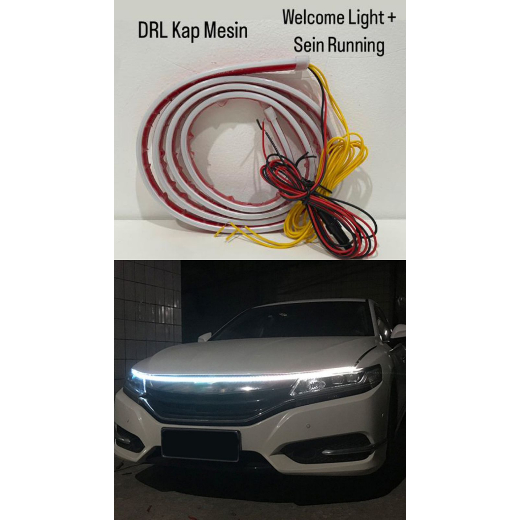 Lampu LED DRL Kap Mesin Fleksibel 150cm Welcome Light + Sein Running 12V