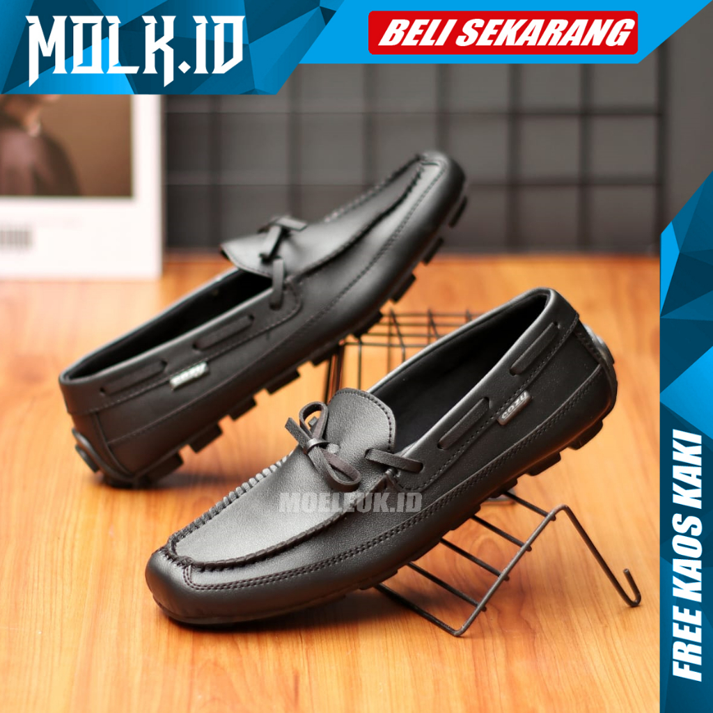 MOLK Sepatu Loafers Pria Hitam Original Pantofel Kerja Kuliah Simple