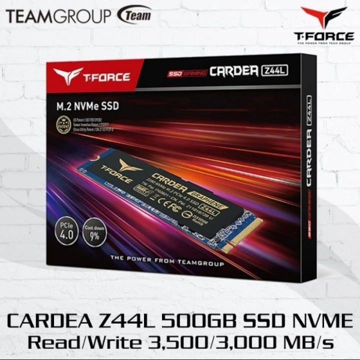 Team T Force Cardea Z44L SSD 500GB I M.2 2280 NVMe PCIe Gen4 x4