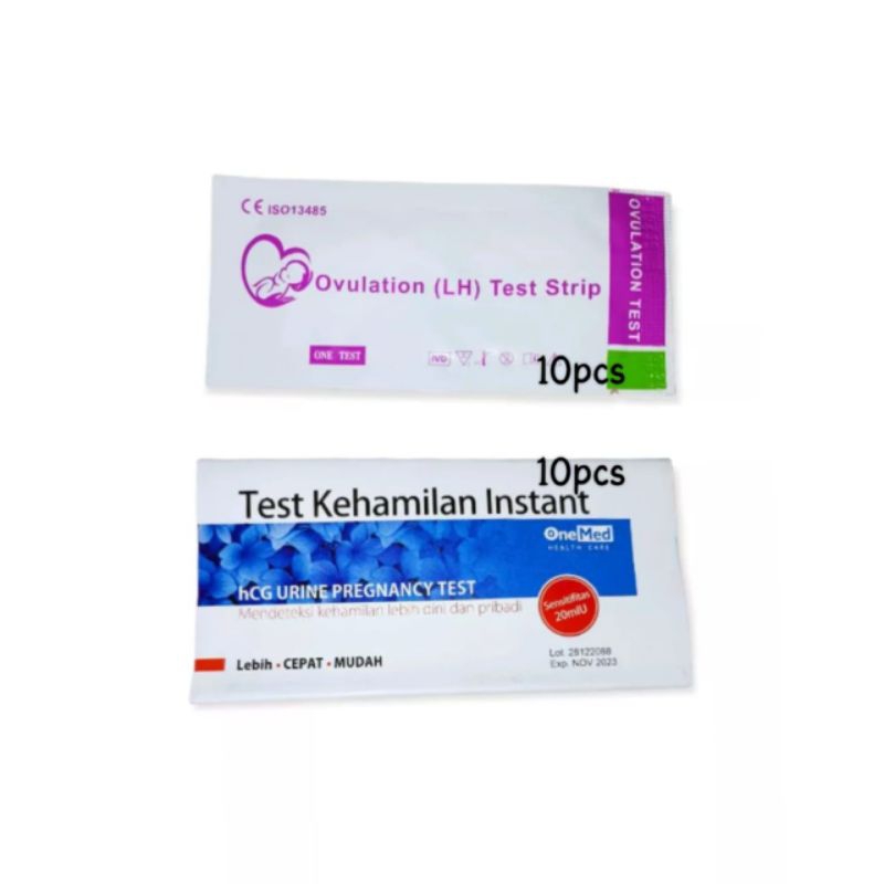 10pcs Ovulation LH Test Strip (UNGU) + 10pcs Test Hamil Onemed