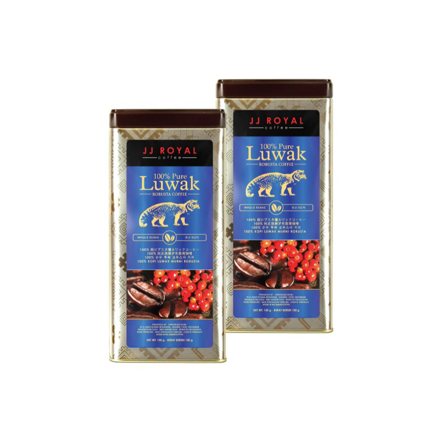 

Bundling Duo JJ Royal Coffee 100% Pure Luwak Bean (Kopi Biji) Tin 100g