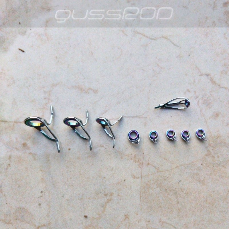 ring guide rainbow baitcasting mamarit bc pelangi cincin joran 9 pcs 1 set