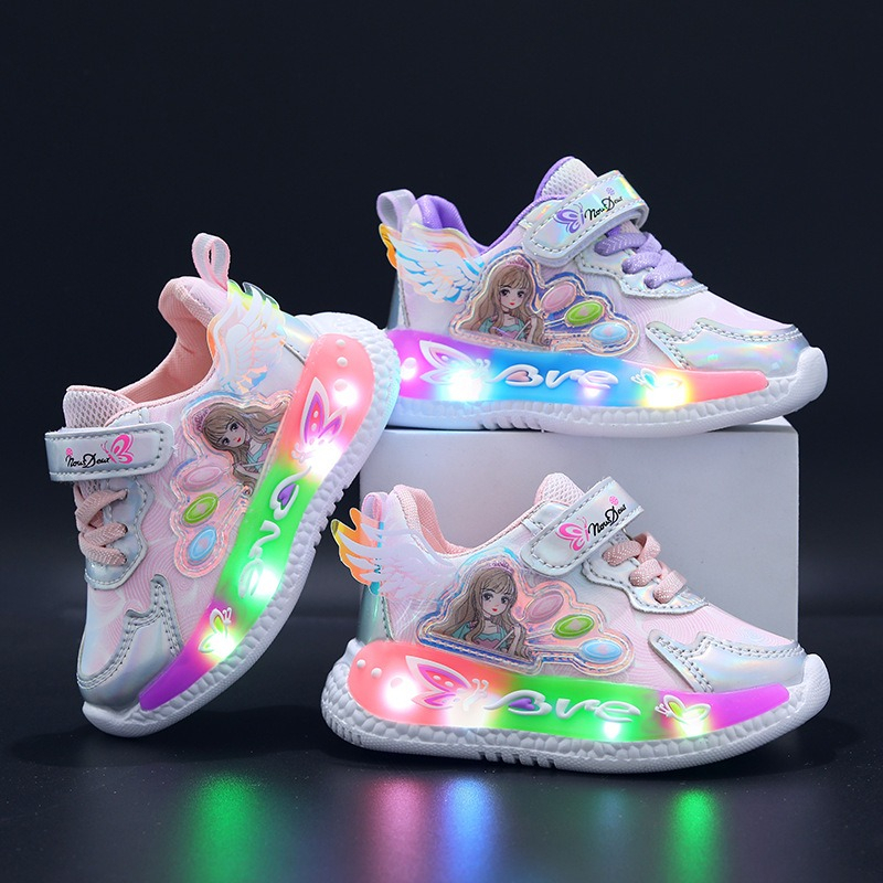 littlekiddoss SH2323 Sepatu Sneakers Lampu LED Anak Perempuan Import 1-7tahun 23-32