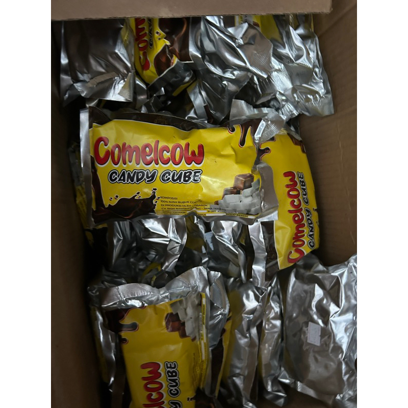 Comelcow Candy Cube isi 50 Permen Kotak Rasa Susu Dancow Kemasan