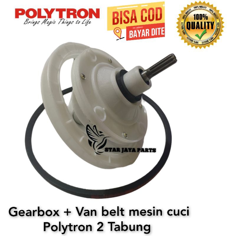 Gearbox + Vanbelt Mesin Cuci Polytron 2 Tabung Pully Besar 2 Tabung