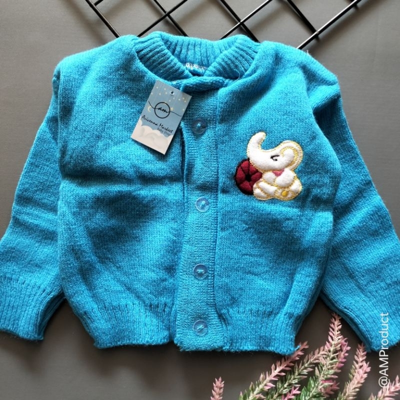 sweater jaket rajut bayi 0-6 bulan