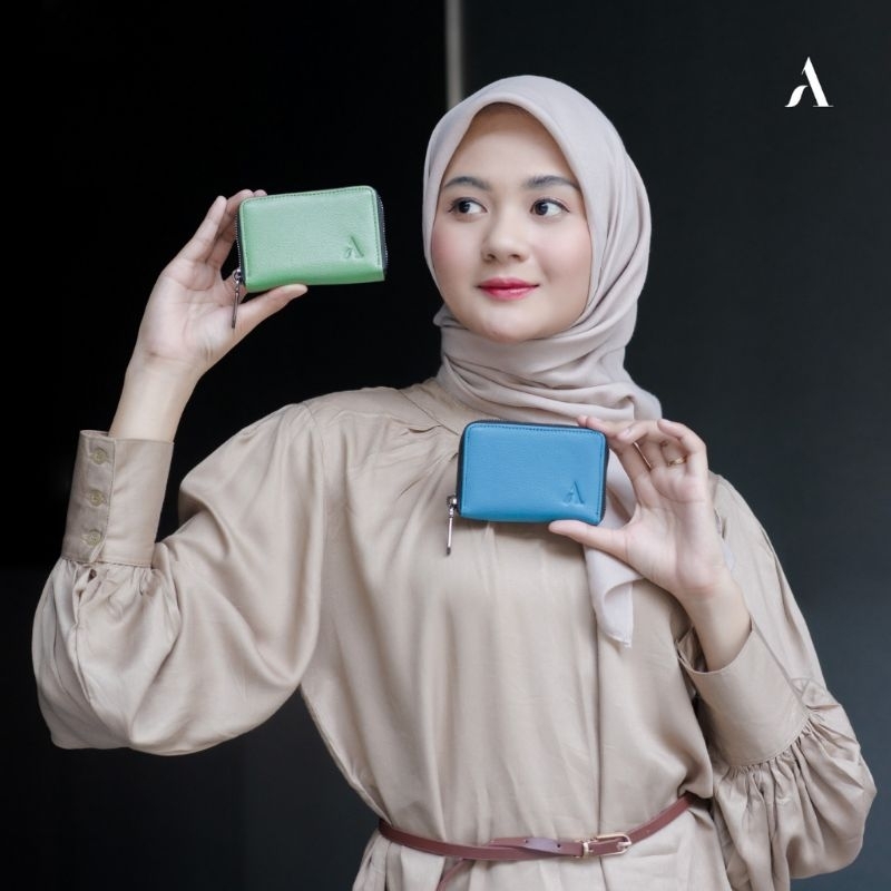 Alona Leather Dompet Kartu Wanita Cewek Mini Lucu Unik Zoe Card Holder Kulit Sapi Asli 100% Lokal Brand New Series Terbaru