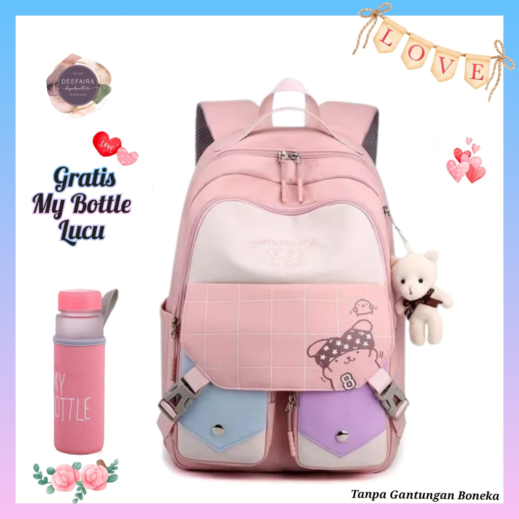 Tas Ransel Sekolah Anak Sd Smp Sma Model Beruang Cool Q1S Gratis Botol Minum Lucu